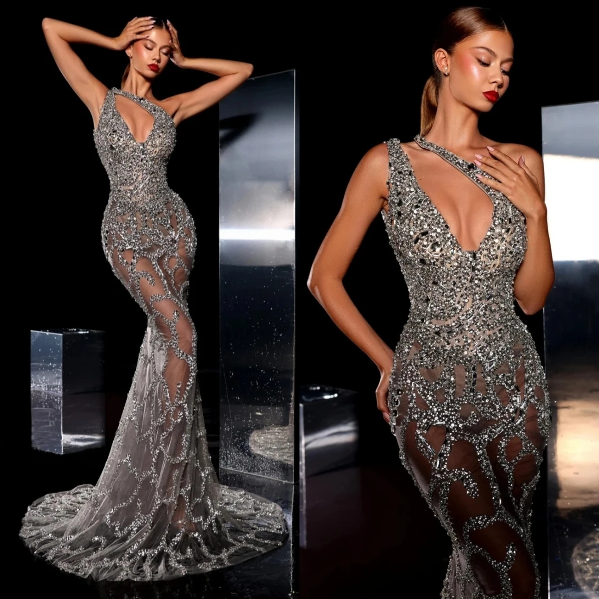 Exquisite Wedding Dresses One Shoulder Rhinestone Bridal Gowns Pearls See Through Illusion Mermaid Customized Vestidos De Novia
Exquisite Wedding Dresses One Shoulder Rhinestone Bridal Gowns Pearls See Through Illusion Mermaid Customized Vestidos De Novia