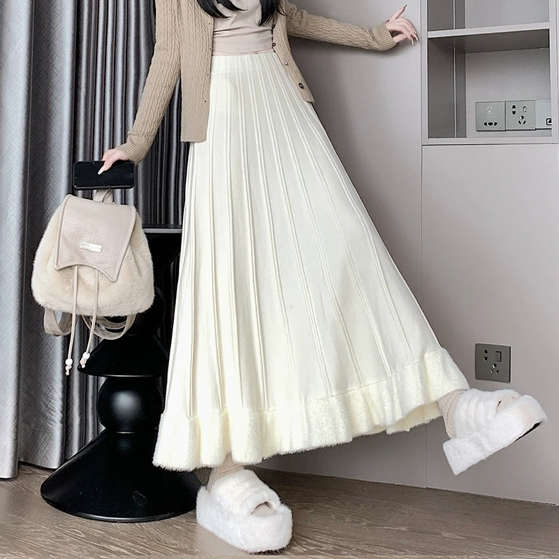Mink Velvet Knitted Skirt Women's Autumn New 2025 High Waist Large Swing Long Skirt Ear-shaped Stitching A- line Umbrella Skirt
Mink Velvet Knitted Skirt Women's Autumn New 2025 High Waist Large Swing Long Skirt Ear-shaped Stitching A- line Umbrella Skirt