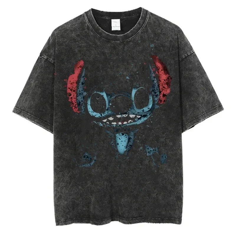 Disney Stitch Cartoon Printed Washed Short-Sleeved Retro Fashion Men's and Women's Short Sleeved Casual Short Sleeved Hot Sale
Disney Stitch Cartoon Printed Washed Short-Sleeved Retro Fashion Men's and Women's Short Sleeved Casual Short Sleeved Hot Sale