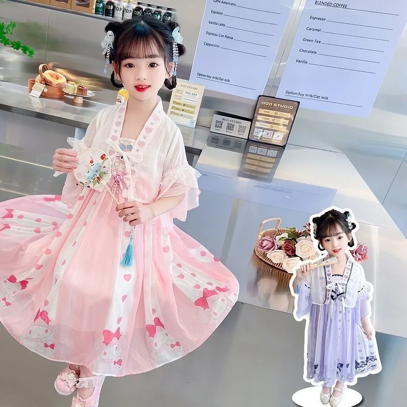 Girly Heart Kuromi Anime Kawaii Sanrio Short Sleeve Dress Spring Summer 2025 New Cute Children Clothes Skirt Gifts for Girls
Girly Heart Kuromi Anime Kawaii Sanrio Short Sleeve Dress Spring Summer 2025 New Cute Children Clothes Skirt Gifts for Girls