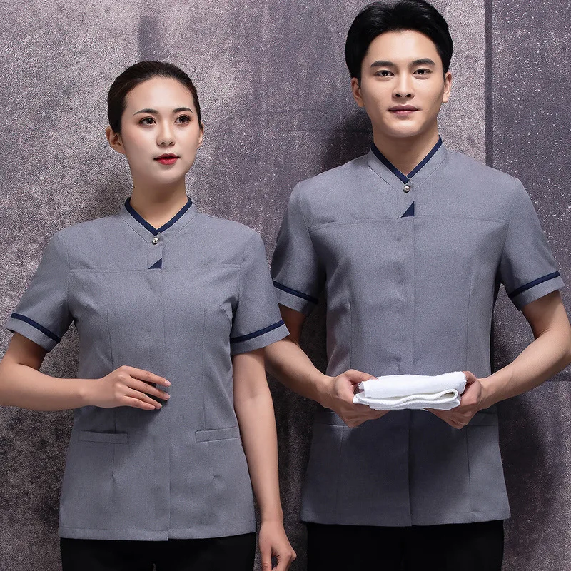 Women's short-sleeved cleaning workwear for spring and summer, suitable for property management, hotel rooms, and hotel cleaning
Women's short-sleeved cleaning workwear for spring and summer, suitable for property management, hotel rooms, and hotel cleaning