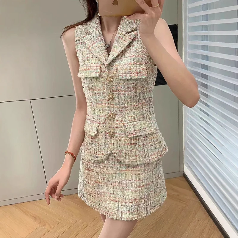 Small Fragrance Sequins Diamond Skirt Outfit Spring Women Sleeveless Vest+High Waist Straight Bust Skirt Summer Two Piece Set
Small Fragrance Sequins Diamond Skirt Outfit Spring Women Sleeveless Vest+High Waist Straight Bust Skirt Summer Two Piece Set