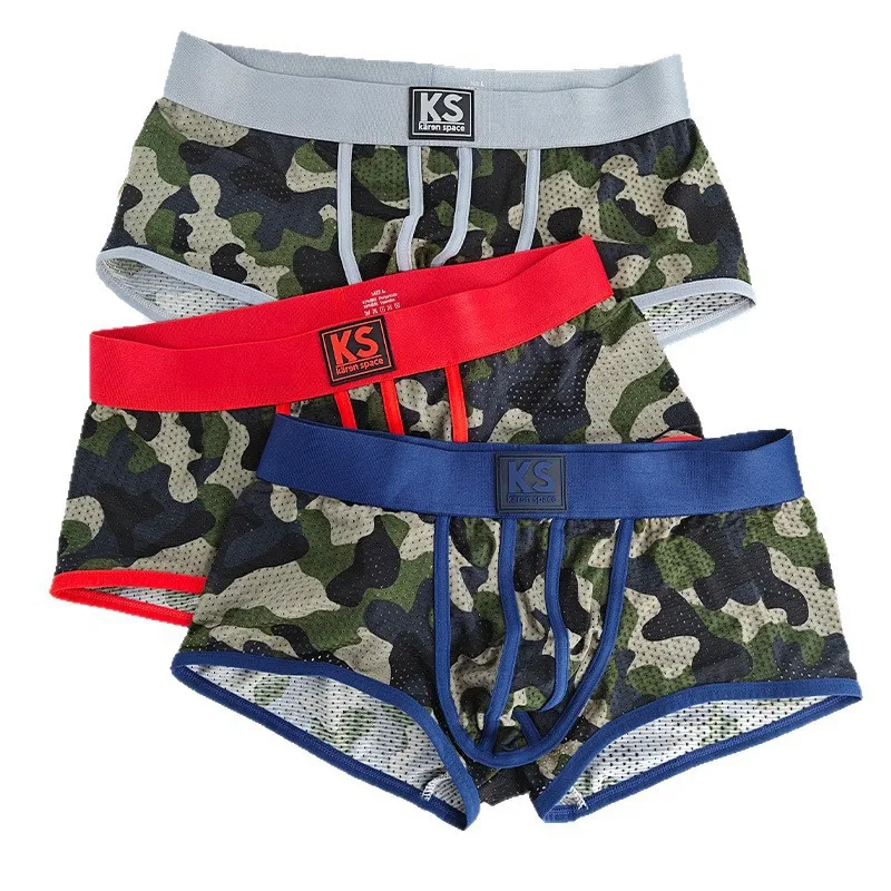 Men's Camo Mesh Boxer Briefs - Low Waist Breathable Ice Silk Underwear with U-Pouch Boxy Underwear Youth Fashion Sports Trunks
Men's Camo Mesh Boxer Briefs - Low Waist Breathable Ice Silk Underwear with U-Pouch Boxy Underwear Youth Fashion Sports Trunks