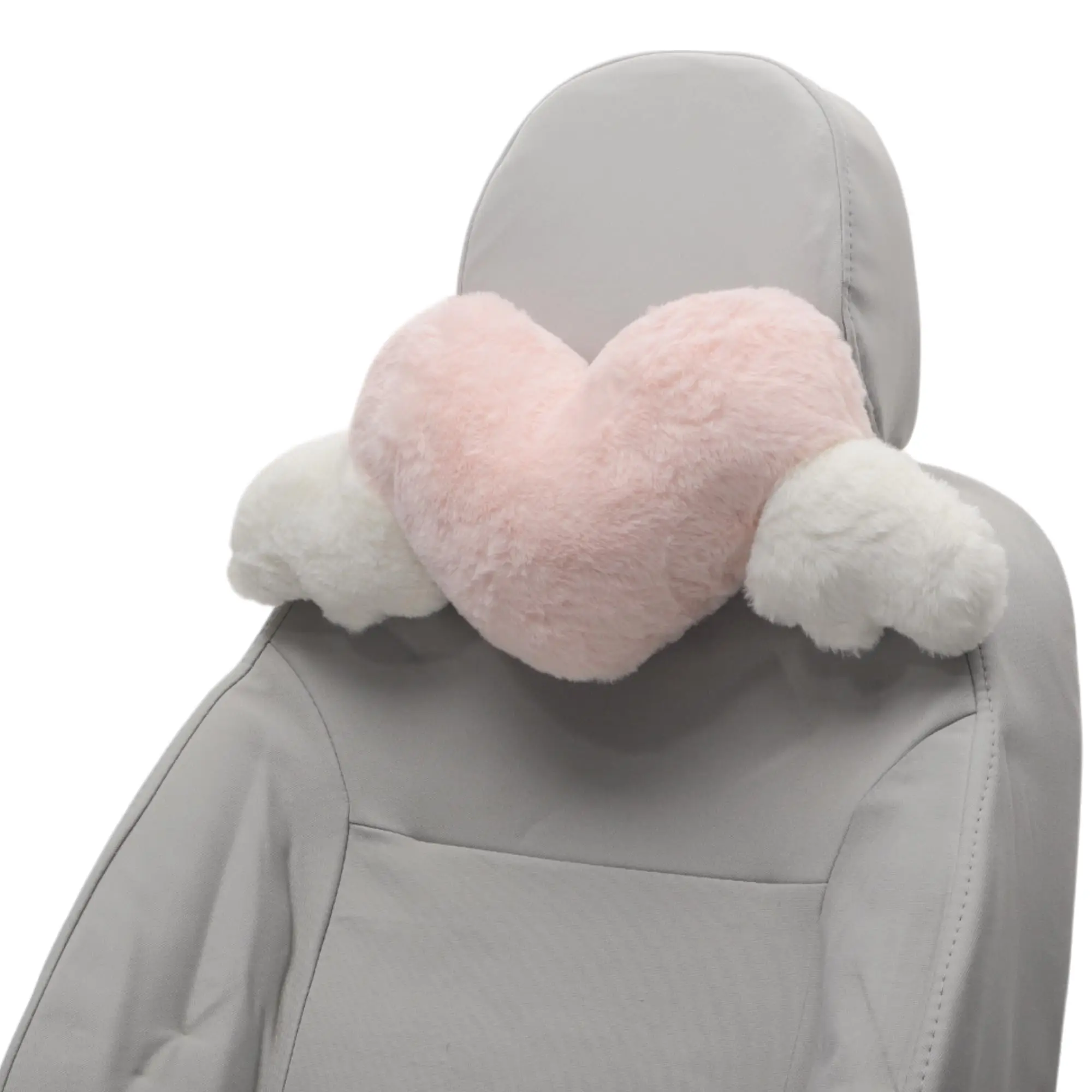 Plush Heart-Shaped Car Neck Pillow With Winged Design, Soft Faux Fur Memory Foam Support For Travel And Driving, Pink And White
Plush Heart-Shaped Car Neck Pillow With Winged Design, Soft Faux Fur Memory Foam Support For Travel And Driving, Pink And White