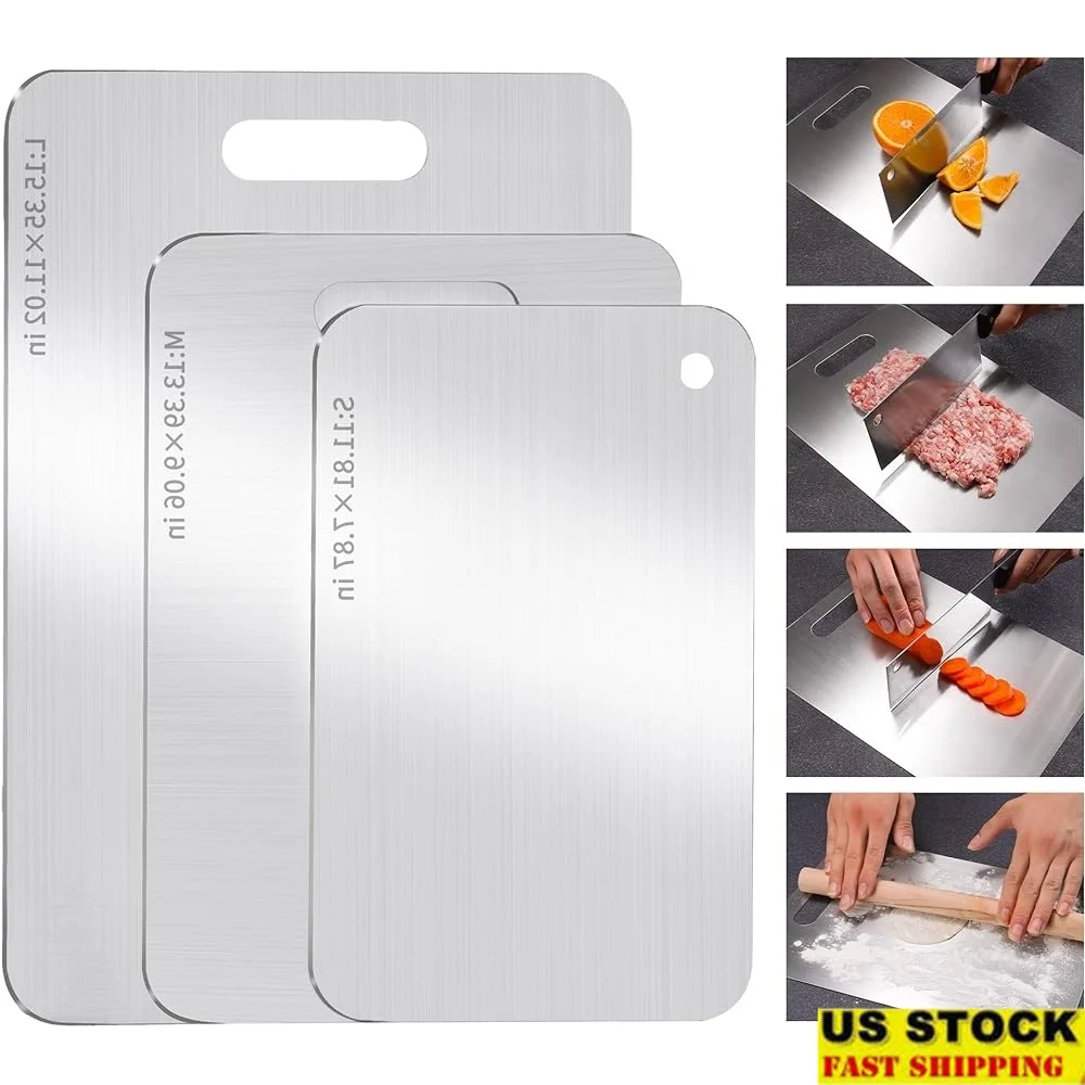 Stainless Steel Cutting Board Set 3PCS Non Stick Meat Fruit Vegetable Chopping Board Kitchen Hygiene Easy Clean Durable
Stainless Steel Cutting Board Set 3PCS Non Stick Meat Fruit Vegetable Chopping Board Kitchen Hygiene Easy Clean Durable