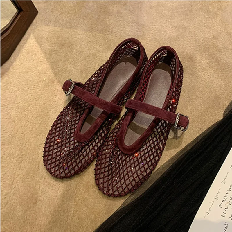 2026 Luxury Designer Genuine Leather Water Diamond Mesh Single Shoes Women's Breathable Ballet Shoes Hollow Fishing Net Sandals
2026 Luxury Designer Genuine Leather Water Diamond Mesh Single Shoes Women's Breathable Ballet Shoes Hollow Fishing Net Sandals