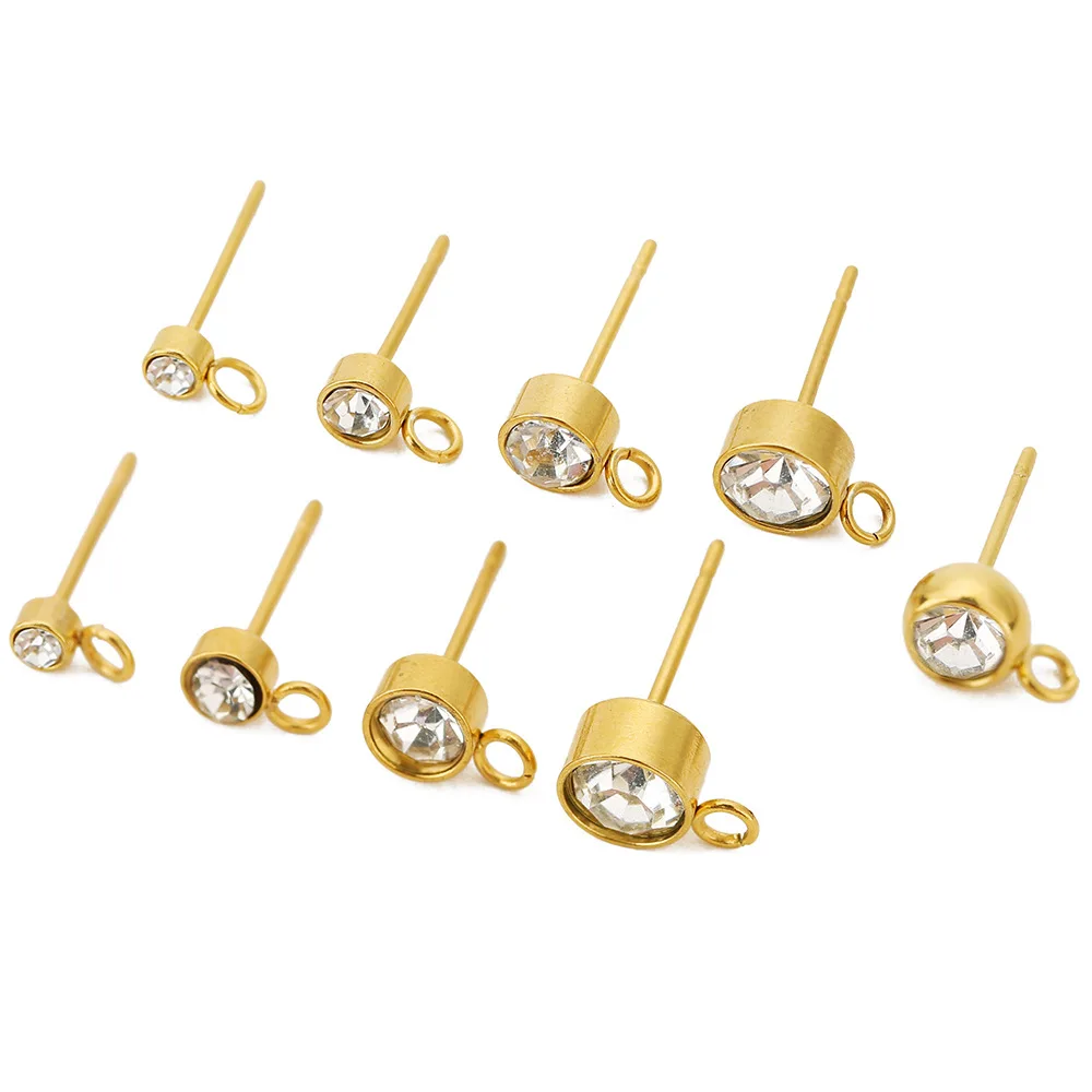 20pcs Handmade Stainless Steel Earrings Base Golden Color Zircon Stud Earrings Connectors Diy Earrings Jewelry Making Findings
20pcs Handmade Stainless Steel Earrings Base Golden Color Zircon Stud Earrings Connectors Diy Earrings Jewelry Making Findings