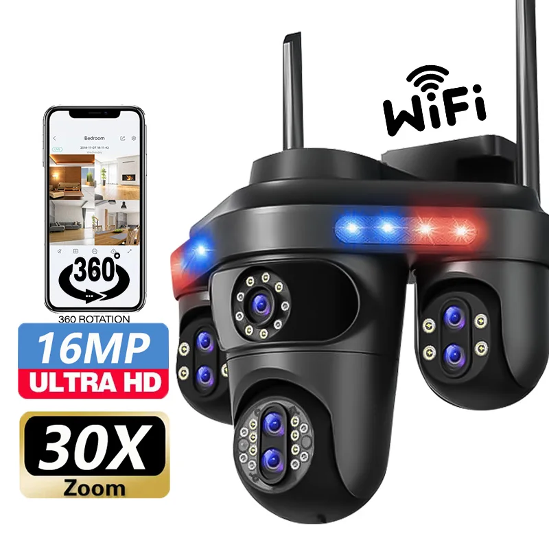 Rscamtom 16MP уличная Wi-Fi камера безопасности с четырьмя объективами, три 10-кратного зума, PTZ-приложение, вращающаяся красная и синяя сетевая камера с сигнализацией
Rscamtom 16MP уличная Wi-Fi камера безопасности с четырьмя объективами, три 10-кратного зума, PTZ-приложение, вращающаяся красная и синяя сетевая камера с сигнализацией