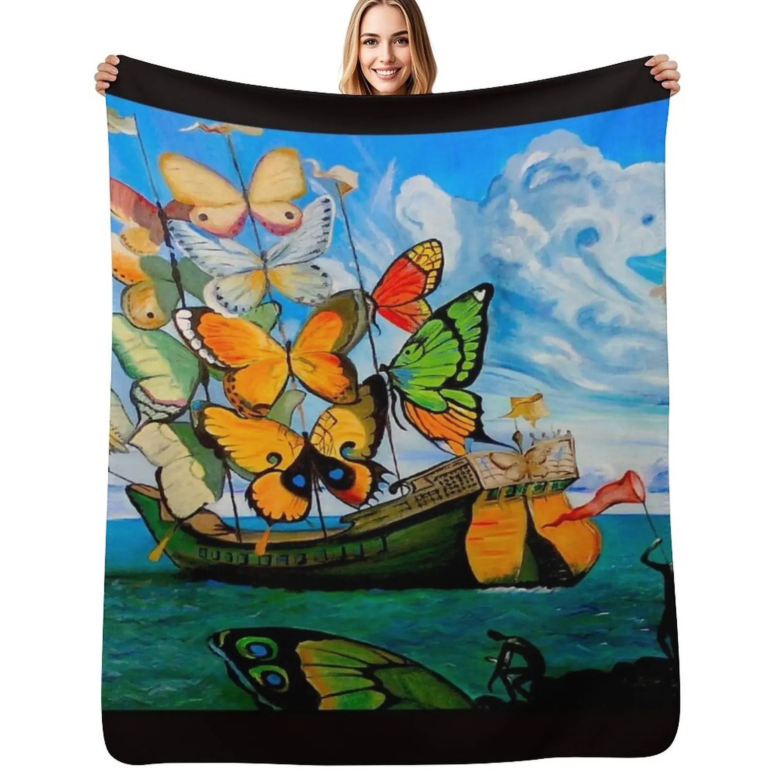 BUTTERFLY SHIP : Vintage Abstract Painting Print Throw Blanket Stylish Decor Blanket Gift for Friends Roommate
BUTTERFLY SHIP : Vintage Abstract Painting Print Throw Blanket Stylish Decor Blanket Gift for Friends Roommate