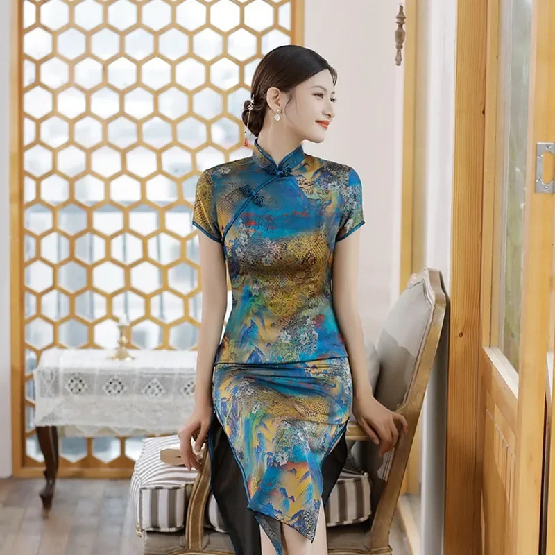 Винтажное китайское женское платье Cheongsam, традиционное платье с цветочным принтом, атласное платье Ципао, Vestido Para Mujer, облегающее платье с разрезом по подолу, большие размеры 5XL
Винтажное китайское женское платье Cheongsam, традиционное платье с цветочным принтом, атласное платье Ципао, Vestido Para Mujer, облегающее платье с разрезом по подолу, большие размеры 5XL