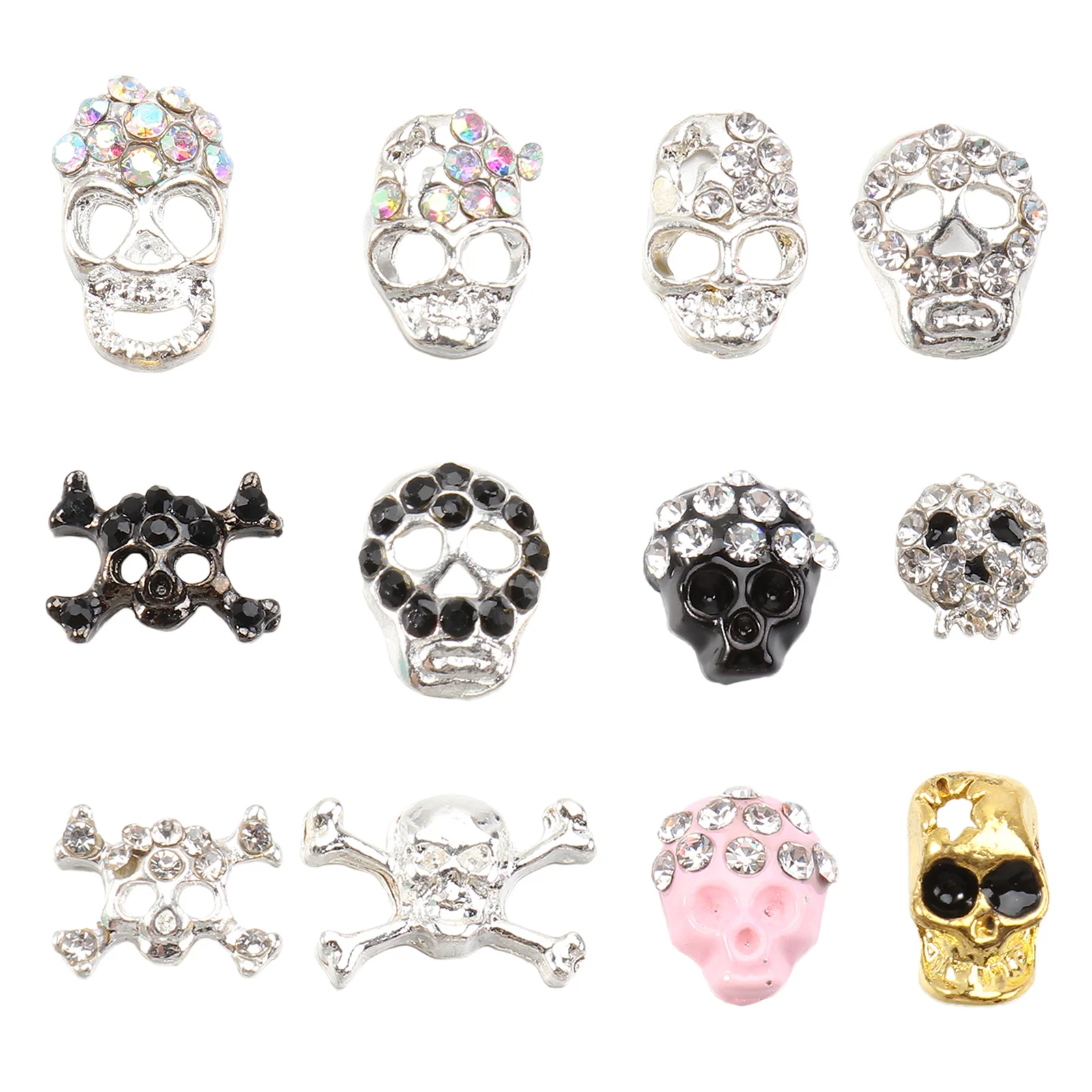 12Pcs Nail Art Skull Rhinestones Decorations DIY Crystal Studs for Manicure Design Elegant Nail Gems for Women Girls
12Pcs Nail Art Skull Rhinestones Decorations DIY Crystal Studs for Manicure Design Elegant Nail Gems for Women Girls