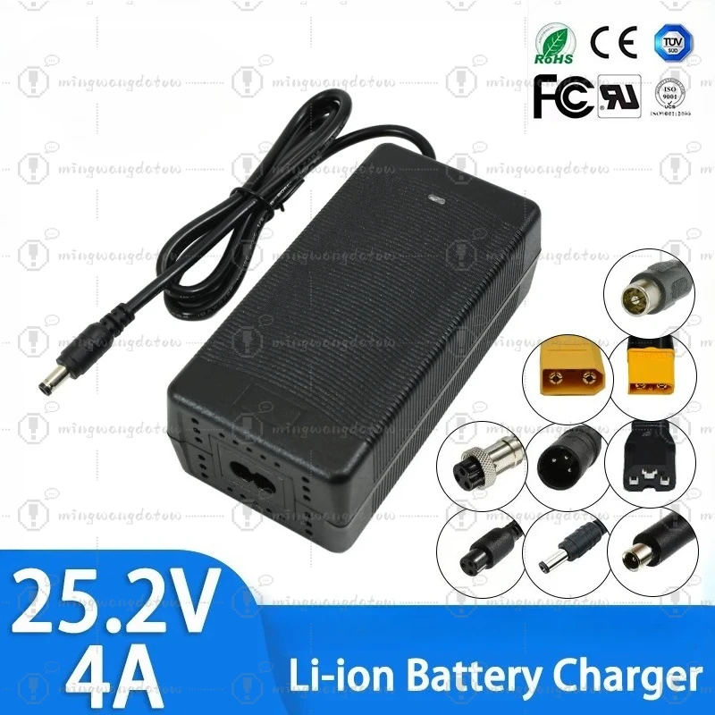 Зарядное устройство для литий-ионных аккумуляторов 25.2V 4A для 6S 21.6V 22.2V 18650 литий-ионных/литий-полимерных аккумуляторных блоков DC5.5*2.1 XT60 XT90 GX12 GX16
Зарядное устройство для литий-ионных аккумуляторов 25.2V 4A для 6S 21.6V 22.2V 18650 литий-ионных/литий-полимерных аккумуляторных блоков DC5.5*2.1 XT60 XT90 GX12 GX16