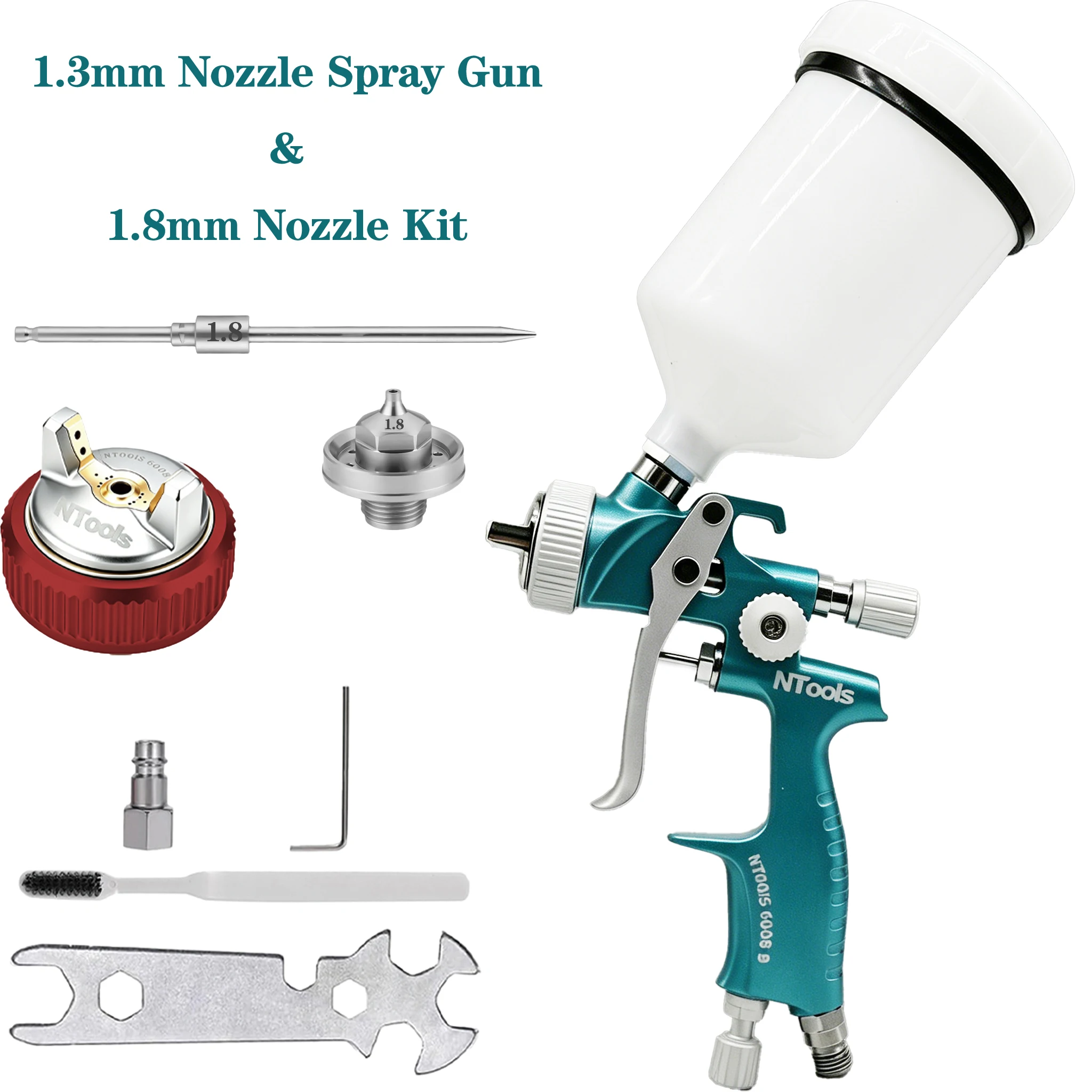 NTools High End Spray Paint Gun 1.3mm+1.8mm Nozzle Professional Car Repair HVLP Air Spray Gun For Automotive Painting
NTools High End Spray Paint Gun 1.3mm+1.8mm Nozzle Professional Car Repair HVLP Air Spray Gun For Automotive Painting