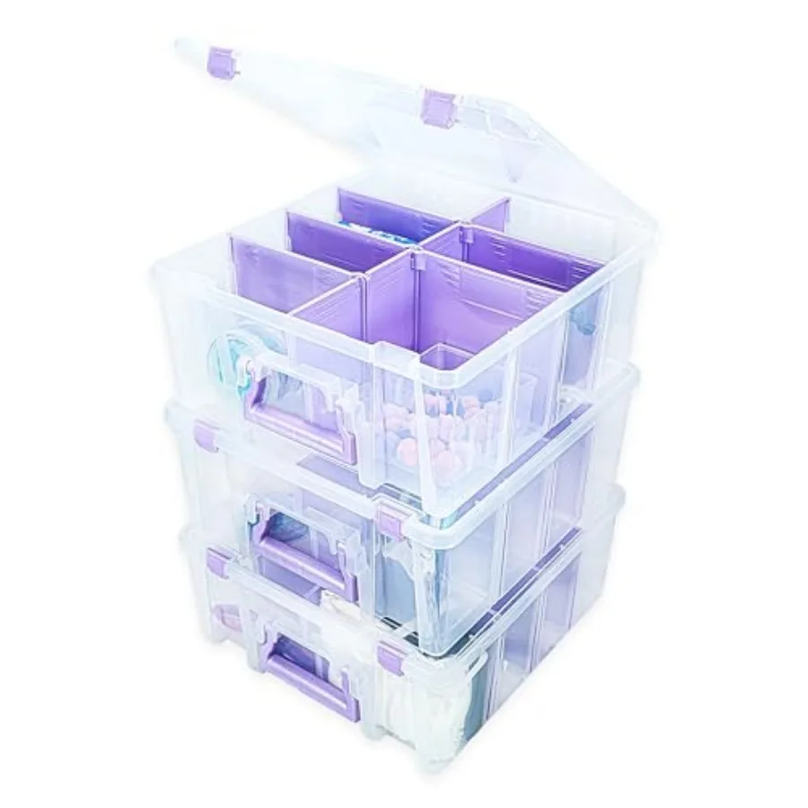 Super Satchel Double Deep Compartment Box with Accents in a 3 Pack - Art Storage with 8 Removable Compartments, Smart Closure f
Super Satchel Double Deep Compartment Box with Accents in a 3 Pack - Art Storage with 8 Removable Compartments, Smart Closure f
