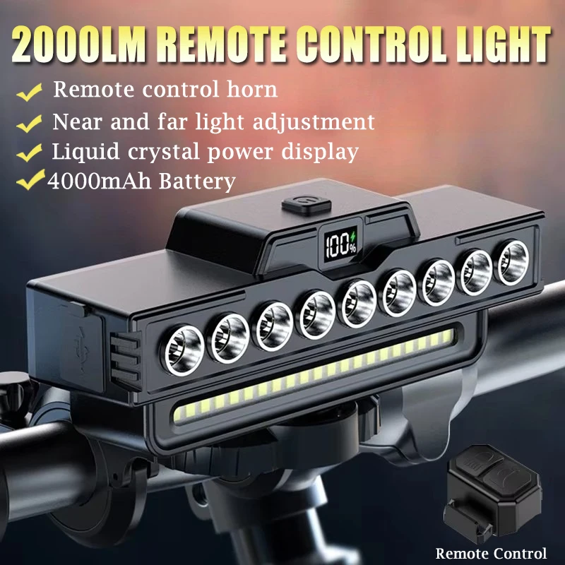 9LED Super Bright Bike Light Power Display Cycling Safety Front Lamp 4000mAh High Brightness Bike Flashlight Bicycle Accessories
9LED Super Bright Bike Light Power Display Cycling Safety Front Lamp 4000mAh High Brightness Bike Flashlight Bicycle Accessories