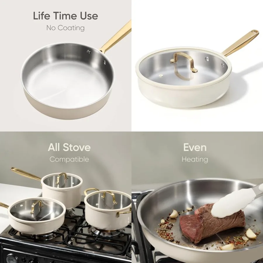 Stainless Steel Frying Pan, Outer Ceramic Layer, Non-Toxic, Even HeatingOven Safe, Induction, Ceramic and Gas Cooktops Compatib
Stainless Steel Frying Pan, Outer Ceramic Layer, Non-Toxic, Even HeatingOven Safe, Induction, Ceramic and Gas Cooktops Compatib