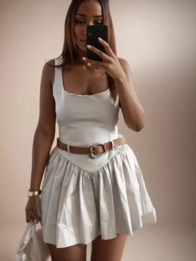 Fashion Strapless Mini Dress Summer 2025 Spring New Women Clothing with Belt Slim Sleeveless Strap Short Dress Bodycon Dress
Fashion Strapless Mini Dress Summer 2025 Spring New Women Clothing with Belt Slim Sleeveless Strap Short Dress Bodycon Dress