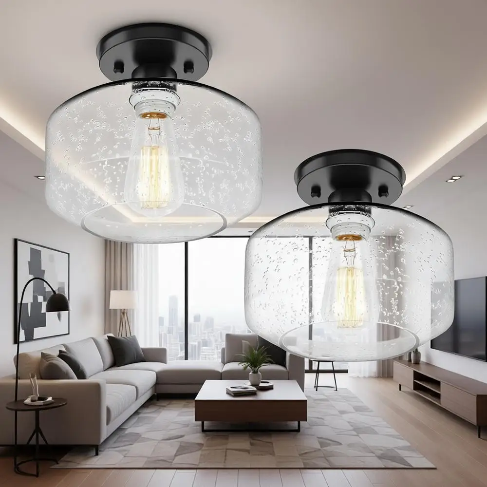 Промышленный полувстраиваемый потолочный светильник, черный, с плафоном из рифленого стекла, подходит для прихожей, гостиной, спальни, без вентиляционных отверстий.
Промышленный полувстраиваемый потолочный светильник, черный, с плафоном из рифленого стекла, подходит для прихожей, гостиной, спальни, без вентиляционных отверстий.