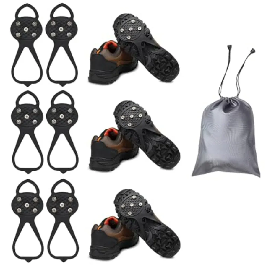 Non Slip Gripper Spike, Ice Grippers Traction Cleats Snow Shoe Spikes Grips Crampons with 10 Steel Studs Cleats 1/2/3 Pairs
Non Slip Gripper Spike, Ice Grippers Traction Cleats Snow Shoe Spikes Grips Crampons with 10 Steel Studs Cleats 1/2/3 Pairs