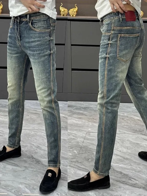 Синие приталенные мужские джинсы, лето 2025 г., элитные лоскутные джинсы с завышенной талией, прямые джинсы с девятью точками, эластичные маленькие прямые джинсы
Синие приталенные мужские джинсы, лето 2025 г., элитные лоскутные джинсы с завышенной талией, прямые джинсы с девятью точками, эластичные маленькие прямые джинсы