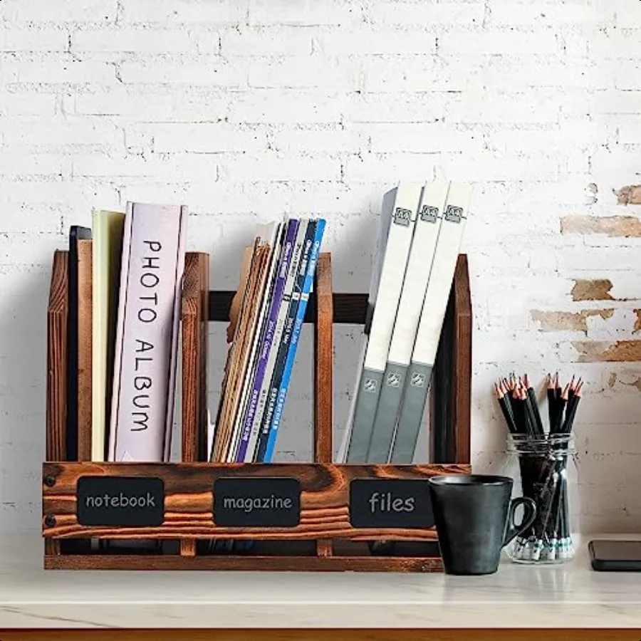 Rustic Torched Brown Wooden Desktop Document Organizer Office Chalkboard Labels File Folder Binder Sorter Storage Rack Multiple
Rustic Torched Brown Wooden Desktop Document Organizer Office Chalkboard Labels File Folder Binder Sorter Storage Rack Multiple