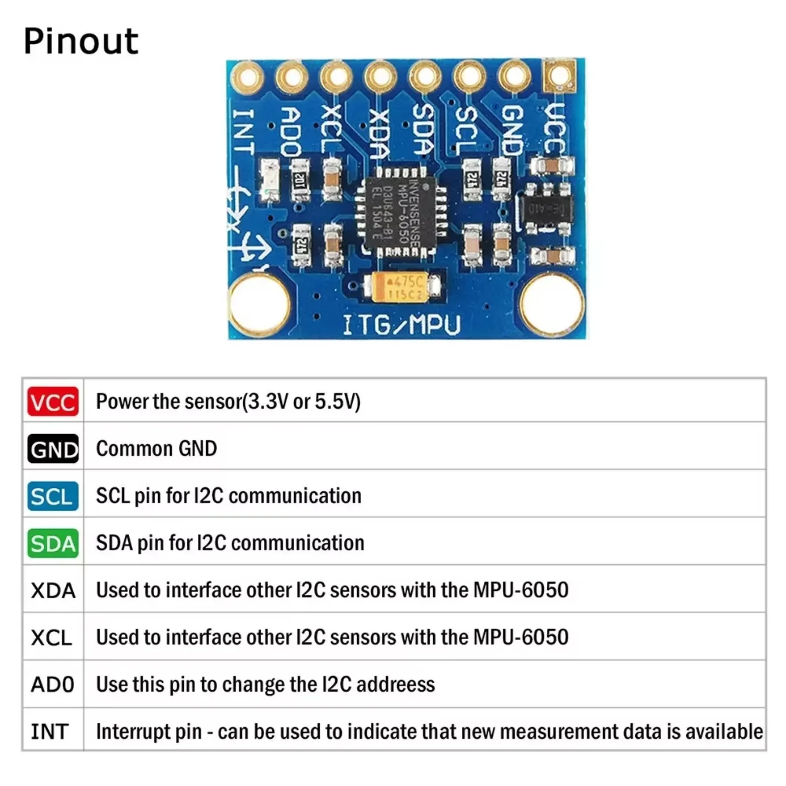 10PCS MPU-6050 3-Axis Accelerometer Gyro Sensor Module for Arduino I2C Interface Set
10PCS MPU-6050 3-Axis Accelerometer Gyro Sensor Module for Arduino I2C Interface Set