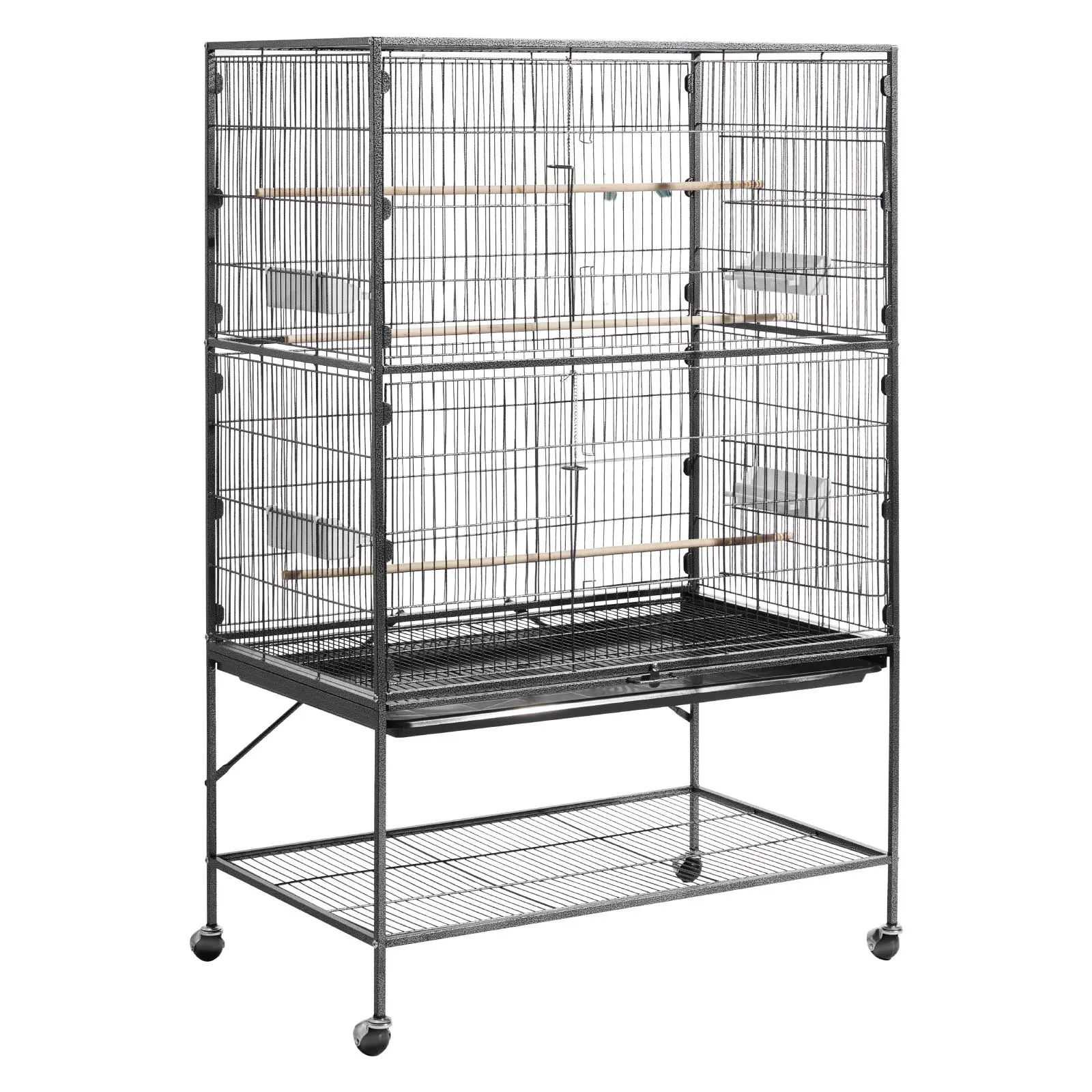 Bird Cage, 36.6 X 22.8 X 59.5 Inch, Flat Top, Wrought Iron Bird Flight Cage With Perches, Slide-Out Tray And Plastic Feeders,
Bird Cage, 36.6 X 22.8 X 59.5 Inch, Flat Top, Wrought Iron Bird Flight Cage With Perches, Slide-Out Tray And Plastic Feeders,
