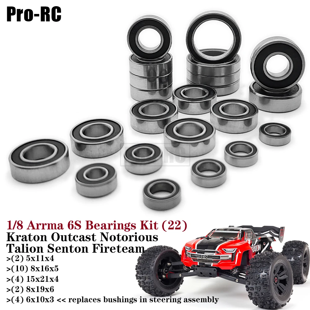 Комплект шарикоподшипников из 22 шт. для Arrma 1/8 Kraton Outcast Notorious Typhon Talion Senton 1/7 Mojave Fireteam 6S, детали радиоуправления
Комплект шарикоподшипников из 22 шт. для Arrma 1/8 Kraton Outcast Notorious Typhon Talion Senton 1/7 Mojave Fireteam 6S, детали радиоуправления