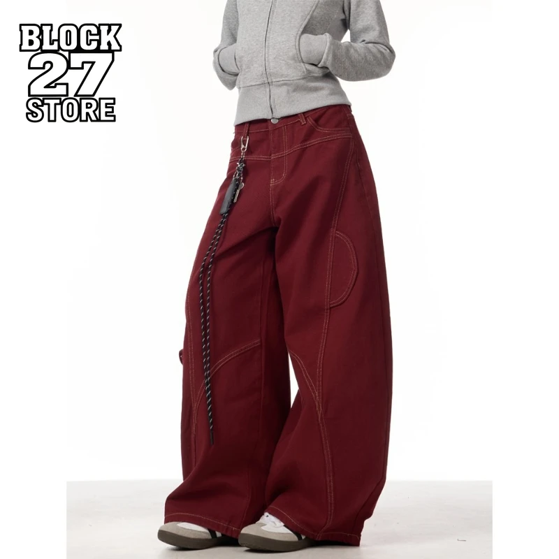 New Streetwear Red Deconstructed Jeans Unisex Y2k Curved Wide Leg Trousers Spring Autumn Loose Casual Harajuku Trousers Harajuku
New Streetwear Red Deconstructed Jeans Unisex Y2k Curved Wide Leg Trousers Spring Autumn Loose Casual Harajuku Trousers Harajuku