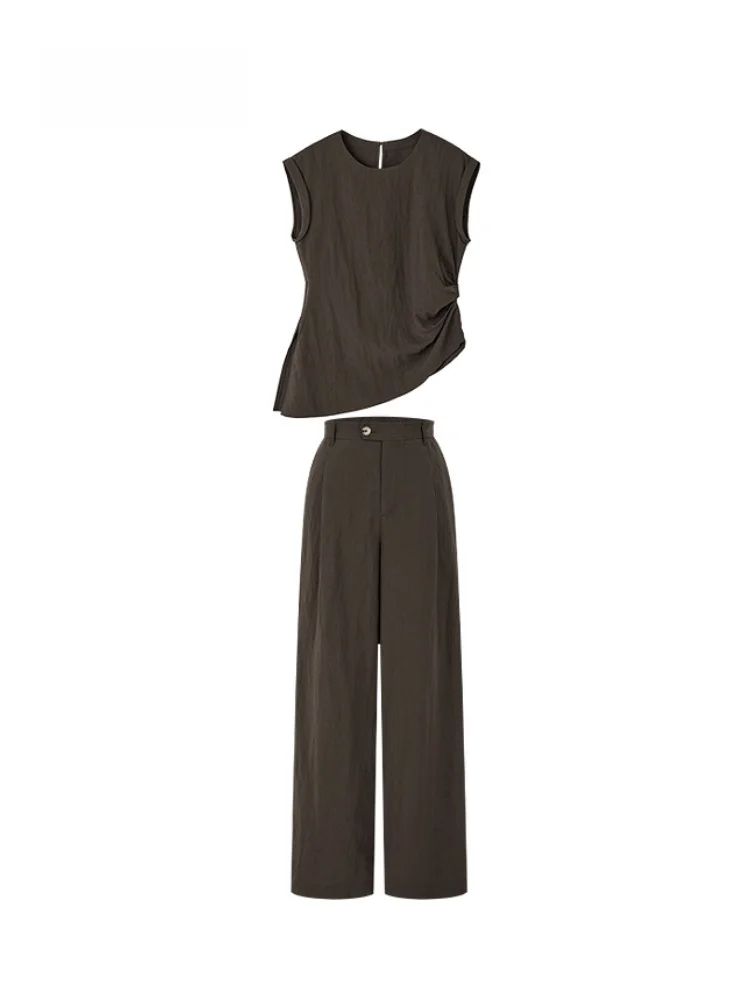 Fashionable Indicia Brown Color Two-Piece Set Spring Summer Women's Wear Indicia Marked Stylish Ensemble for Younger Women
Fashionable Indicia Brown Color Two-Piece Set Spring Summer Women's Wear Indicia Marked Stylish Ensemble for Younger Women