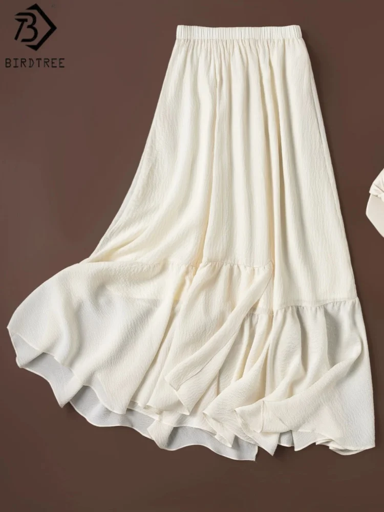 Birdtree, 100% Real Silk Solid Skirt, Women Elegant Loose Bubble Crepe Irregular Skirts, Elastic Waist, 2026 Summer New D64028JF
Birdtree, 100% Real Silk Solid Skirt, Women Elegant Loose Bubble Crepe Irregular Skirts, Elastic Waist, 2026 Summer New D64028JF
