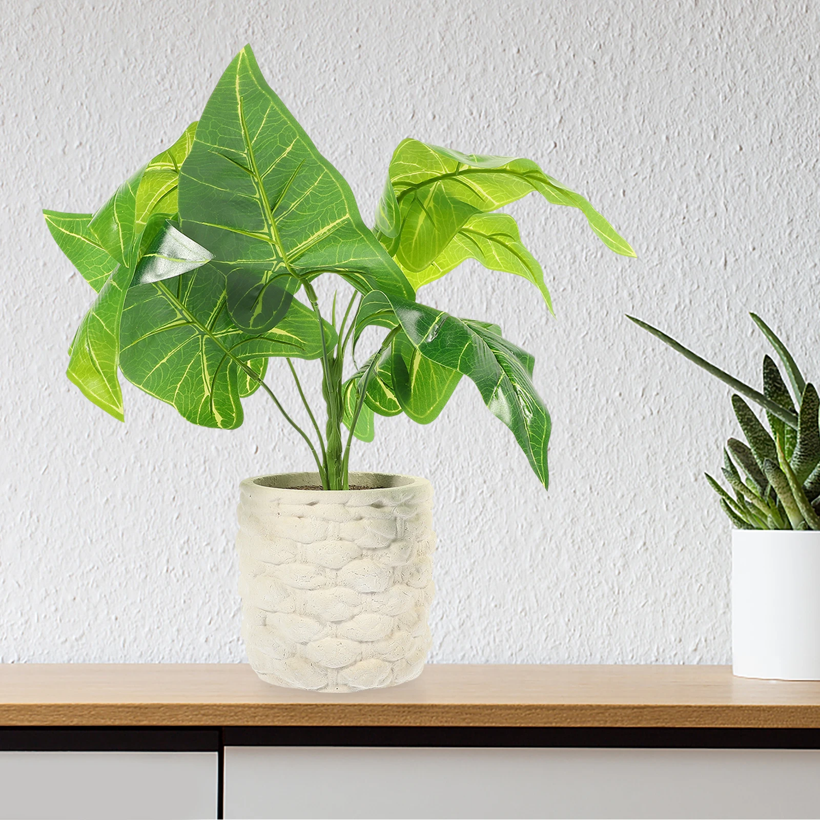 Artificial Taro Leaf Bonsai Fake Green Leaf Potted Plant Plastic Simulated Bonsai for Garden Backyard Living Room 
Artificial Taro Leaf Bonsai Fake Green Leaf Potted Plant Plastic Simulated Bonsai for Garden Backyard Living Room