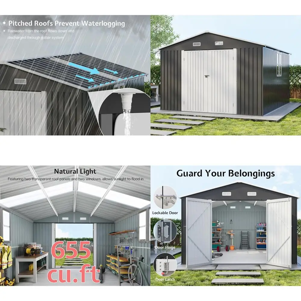 Стальной уличный сарай 10x12x7 футов с 2 прозрачными панелями, двойными дверями, 2 окнами и 4 вентиляционными отверстиями, серый
Стальной уличный сарай 10x12x7 футов с 2 прозрачными панелями, двойными дверями, 2 окнами и 4 вентиляционными отверстиями, серый