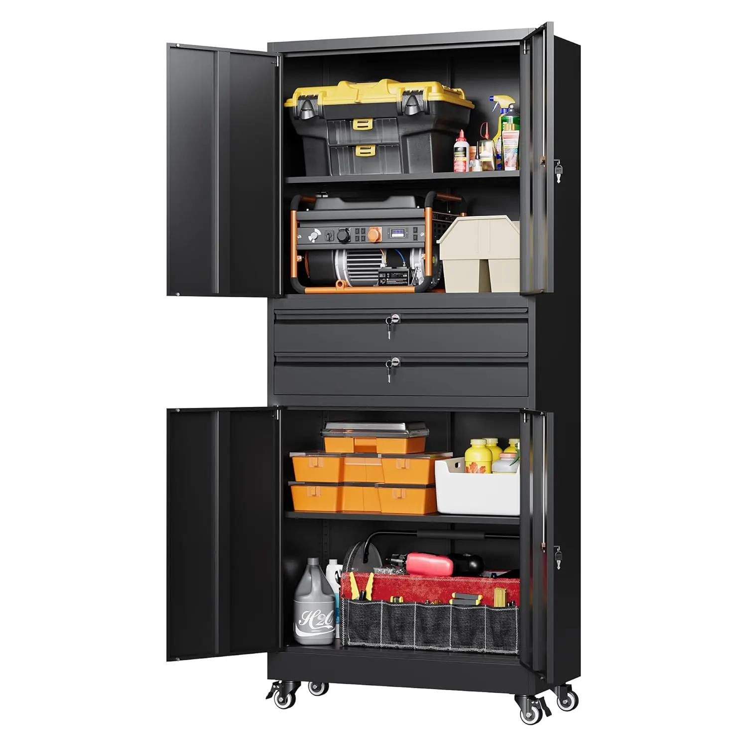 Metal Garage Storage Cabinet with Wheels,Rolling Tool Cabinet with 4 Door Lock-Adjustable Shelves and 2 Drawer for, Customized
Metal Garage Storage Cabinet with Wheels,Rolling Tool Cabinet with 4 Door Lock-Adjustable Shelves and 2 Drawer for, Customized