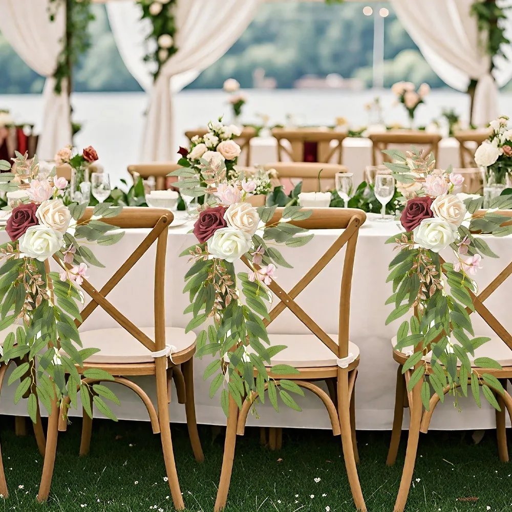 Rustic Wedding Chair Back Flower Rose Eucalyptus Silk Flower Aisle Chair Artificial Flower Handmade Nordic Style Pew Rose Flower
Rustic Wedding Chair Back Flower Rose Eucalyptus Silk Flower Aisle Chair Artificial Flower Handmade Nordic Style Pew Rose Flower