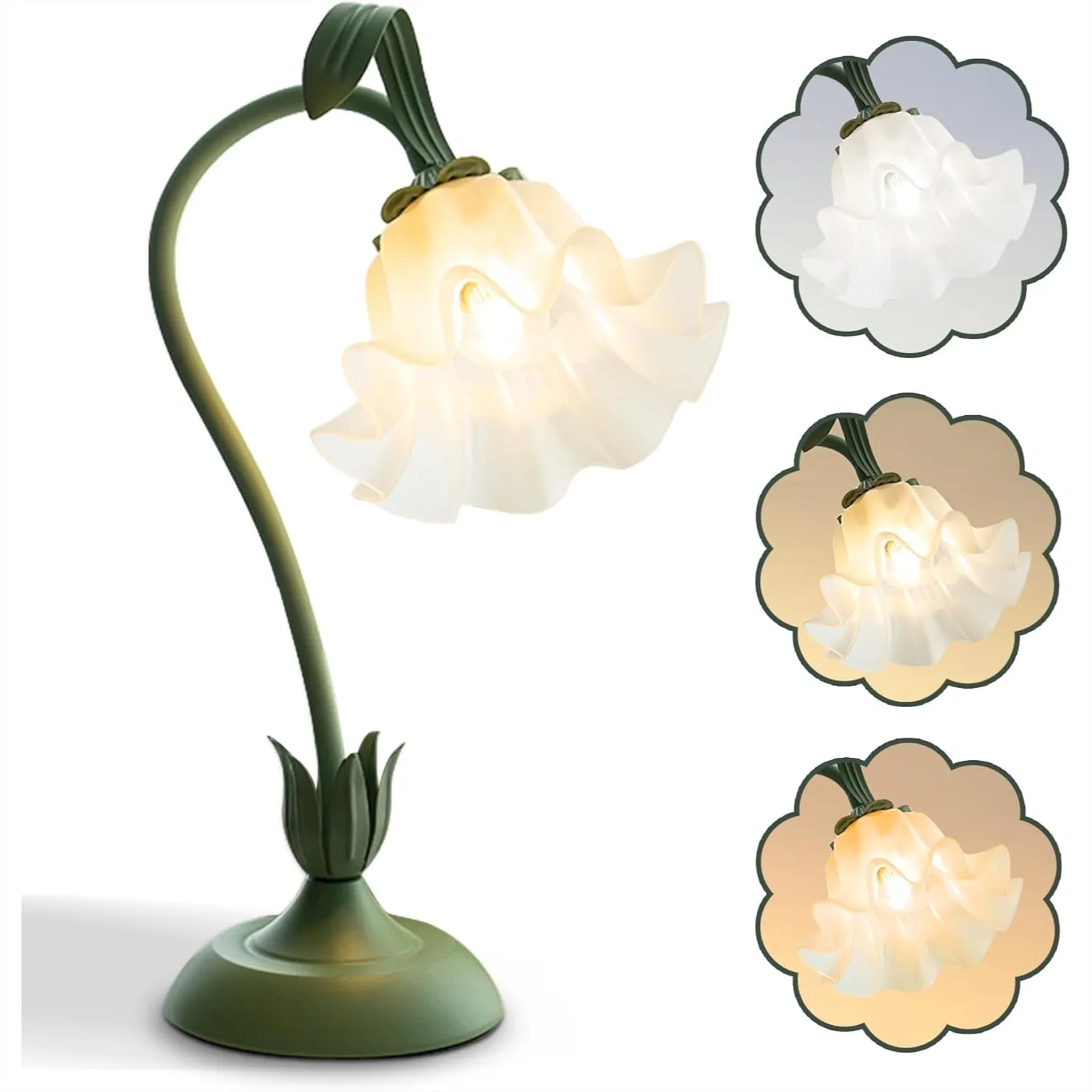 Vintage Flower Table Lamp LED Reading Light With 3 Color Modes Dimmable Gooseneck For Bedroom Living Room Home Decor (Green)
Vintage Flower Table Lamp LED Reading Light With 3 Color Modes Dimmable Gooseneck For Bedroom Living Room Home Decor (Green)