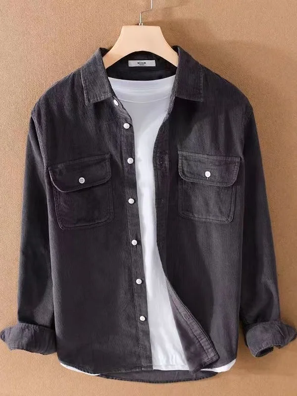 Retro American Long Sve Corduroy irt Men's Striped Loose Thin Outerwear Youth Workwear Versatile Lightweight Coat
Retro American Long Sve Corduroy irt Men's Striped Loose Thin Outerwear Youth Workwear Versatile Lightweight Coat