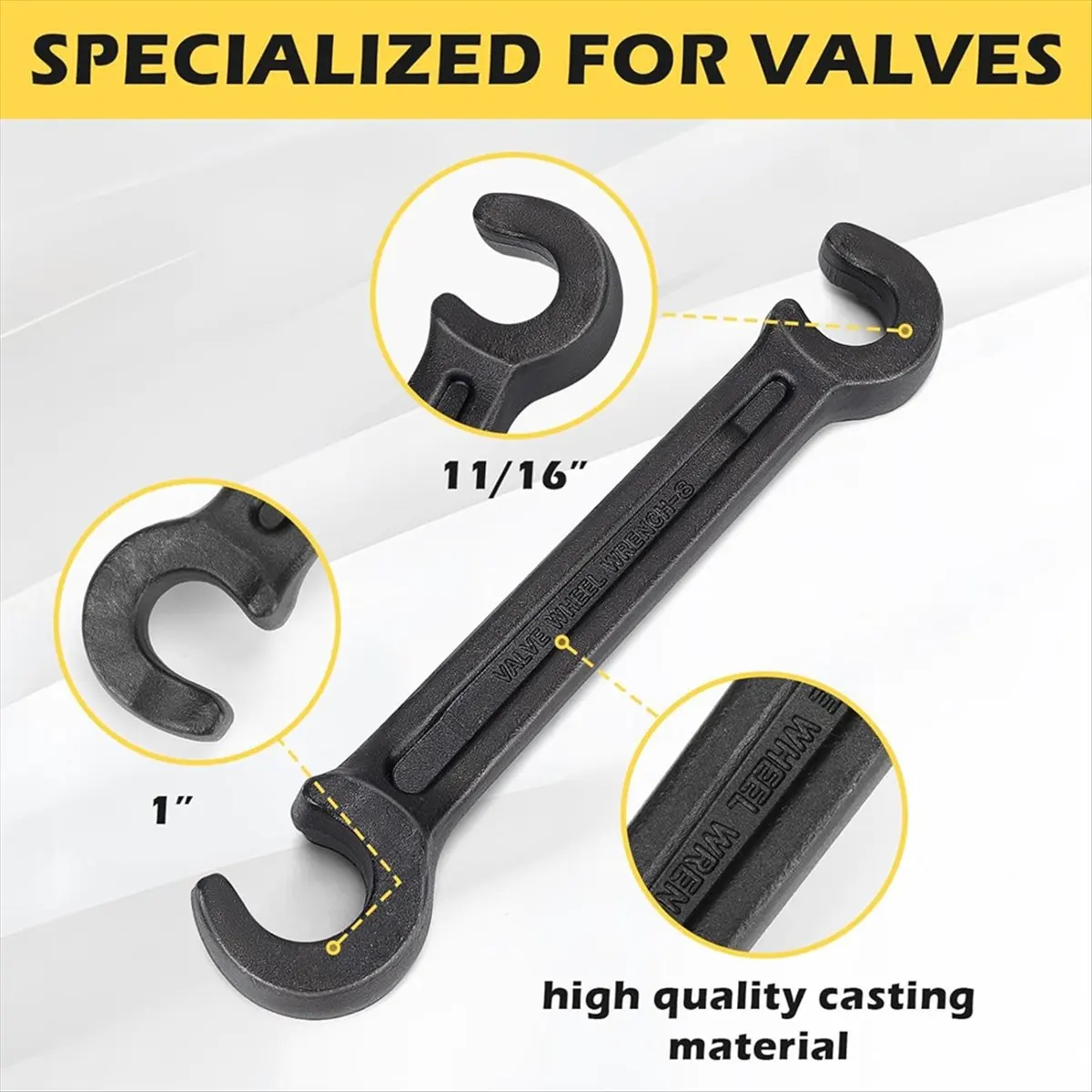 COFA Double Ended Valve Wheel Wrench Cast Steel Hand Valve Wheels Wrench 10inch Opening Closing Tool (11/16inch and 1inch)
COFA Double Ended Valve Wheel Wrench Cast Steel Hand Valve Wheels Wrench 10inch Opening Closing Tool (11/16inch and 1inch)