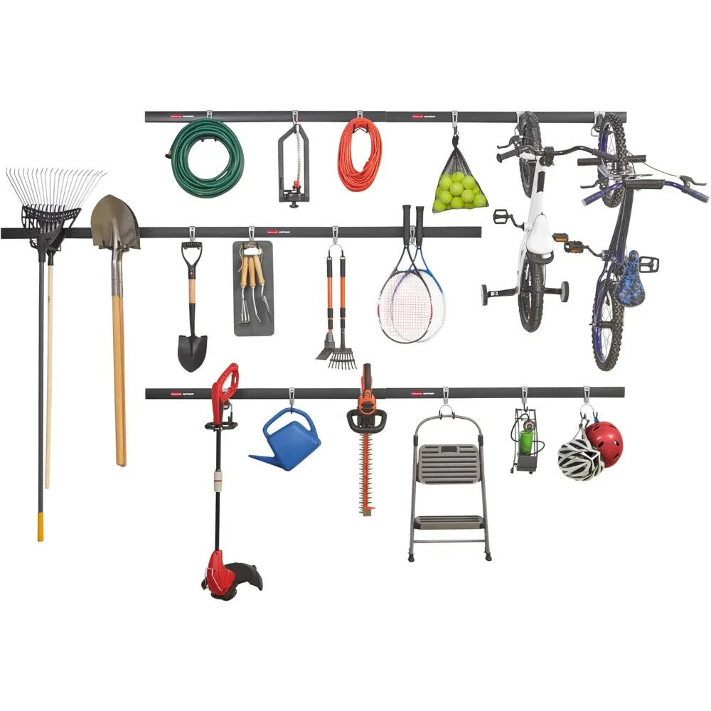 24-Piece FastTrack Garage Wall-Mounted Storage Kit, 6 Rails and 18 Hooks, for Home/House/Tool/Sports/Equipment/Utility Purposes,
24-Piece FastTrack Garage Wall-Mounted Storage Kit, 6 Rails and 18 Hooks, for Home/House/Tool/Sports/Equipment/Utility Purposes,