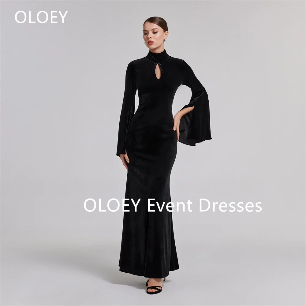 OLOEY Modest Black Wine Red Mermaid Evening Dresses Velour Full Sleeves Arabic Women Prom Gowns Customized Formal Occasion Dress
OLOEY Modest Black Wine Red Mermaid Evening Dresses Velour Full Sleeves Arabic Women Prom Gowns Customized Formal Occasion Dress