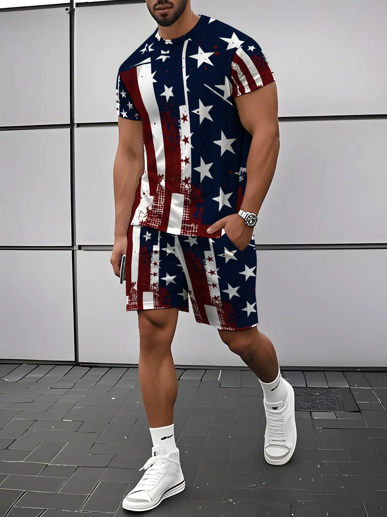 2026 Plus Size Men's Suit Clothing Casual Daily Short Sleeve T-shirt Short Shorts 2 Pieces Set Elastic Waist Shorts with Pocket
2026 Plus Size Men's Suit Clothing Casual Daily Short Sleeve T-shirt Short Shorts 2 Pieces Set Elastic Waist Shorts with Pocket