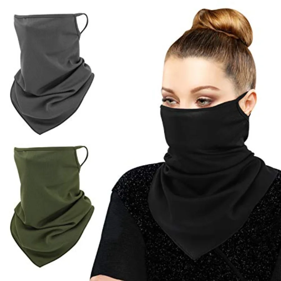 Scarf Mask Bandana with Ear Loops 3 Pack, Neck Gaiter Balaclava Dust UV Sun Protection Outdoors Face Mask for Women Men
Scarf Mask Bandana with Ear Loops 3 Pack, Neck Gaiter Balaclava Dust UV Sun Protection Outdoors Face Mask for Women Men