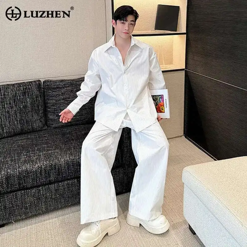 LUZHEN Sets Striped Shirt Long Sleeve Two Piece Wide Leg Pants Casual Elegant Handsome Social Men's Clothing Simplicity LZ9041
LUZHEN Sets Striped Shirt Long Sleeve Two Piece Wide Leg Pants Casual Elegant Handsome Social Men's Clothing Simplicity LZ9041