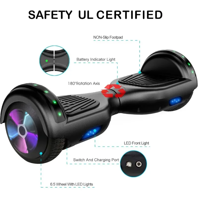 LIEAGLE Hoverboard, 6.5" Self Balancing Scooter Hover Board with Bluetooth Wheels LED Lights for Kids Adults
LIEAGLE Hoverboard, 6.5" Self Balancing Scooter Hover Board with Bluetooth Wheels LED Lights for Kids Adults