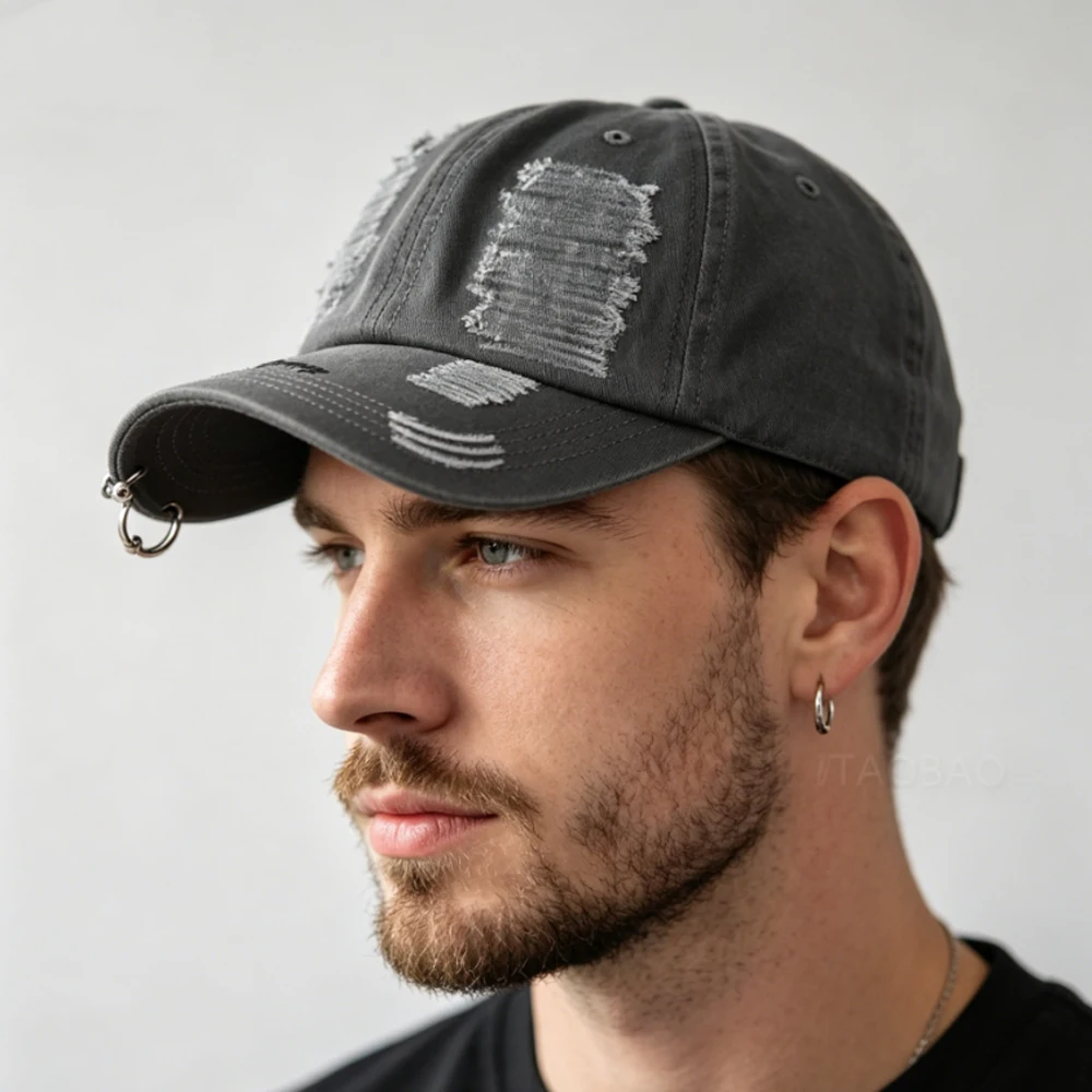 Unstructured Cotton unisex Baseball Cap with Distressed Frayed Design and Metal ring on brim dad hats for men and women
Unstructured Cotton unisex Baseball Cap with Distressed Frayed Design and Metal ring on brim dad hats for men and women