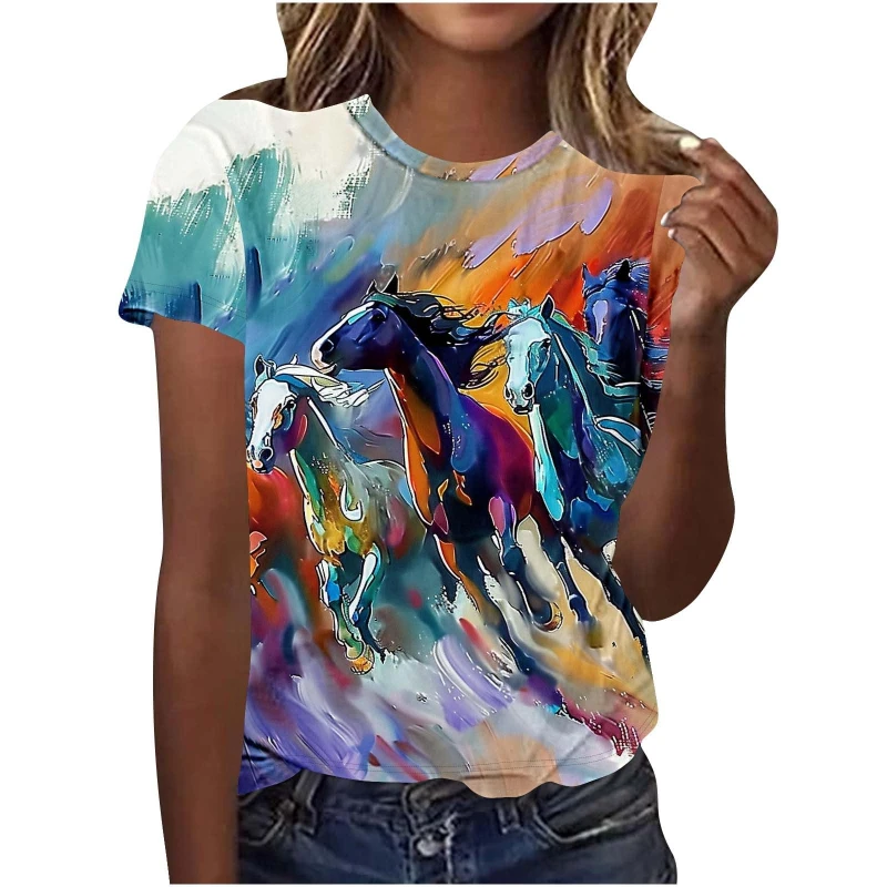 New 3D Printed Horse Racing Pattern Men's Short Sleeve T-Shirt Personality Animal Horse Round Neck Summer Casual Women Clothing
New 3D Printed Horse Racing Pattern Men's Short Sleeve T-Shirt Personality Animal Horse Round Neck Summer Casual Women Clothing