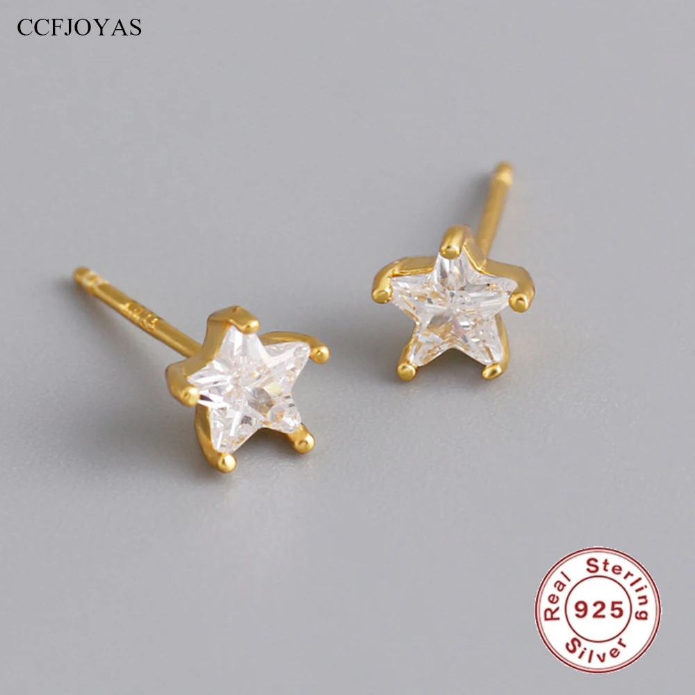CCFJOYAS 100% 925 Sterling Silver Clear Zircon Five-pointed star-shaped Stud Earrings for Girl Simple INS Mini Cute Earrings
CCFJOYAS 100% 925 Sterling Silver Clear Zircon Five-pointed star-shaped Stud Earrings for Girl Simple INS Mini Cute Earrings