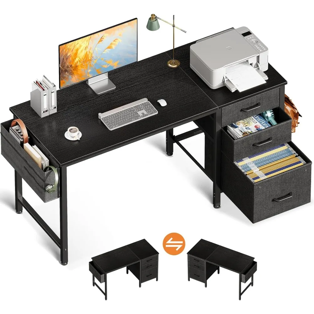 48-Inch Small Computer Desk with Fabric Drawers & File Cabinet, Home Office Desk with Cloth Storage Bag and Hook, Writing Study
48-Inch Small Computer Desk with Fabric Drawers & File Cabinet, Home Office Desk with Cloth Storage Bag and Hook, Writing Study