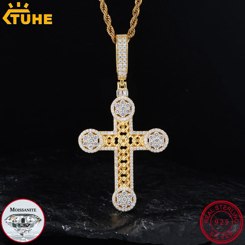 TUHE Unisex S925 Moissanite Classic Cross Pendant Necklace S925 Silver For Men Hip Hop Jewelry
TUHE Unisex S925 Moissanite Classic Cross Pendant Necklace S925 Silver For Men Hip Hop Jewelry