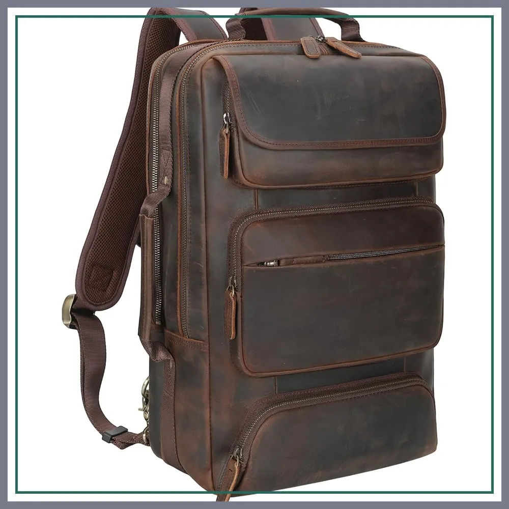 Full Grain Leather 17.3" Laptop Backpack for Men, Convertible Business Briefcase Weekender Travel Rucksack
Full Grain Leather 17.3" Laptop Backpack for Men, Convertible Business Briefcase Weekender Travel Rucksack